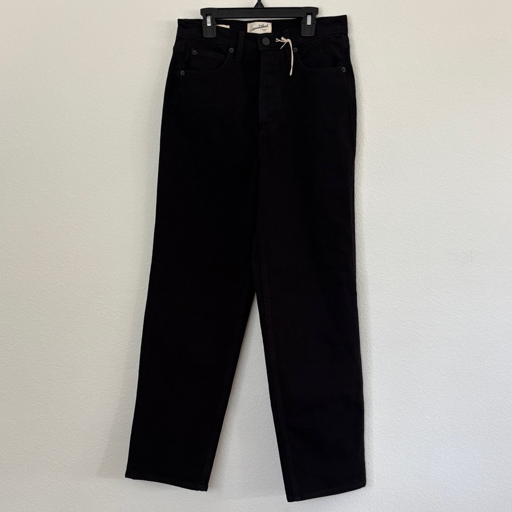 Universal Thread Highest Straight Black Denim Jeans with Hidden Button Fly